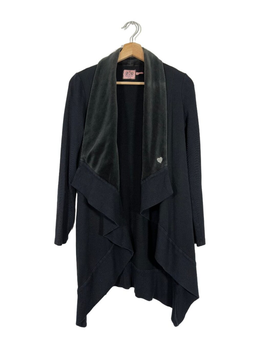 VTG Y2K Juicy Couture Velour Waterfall Cardigan Small Casual Glam McBling Baddie